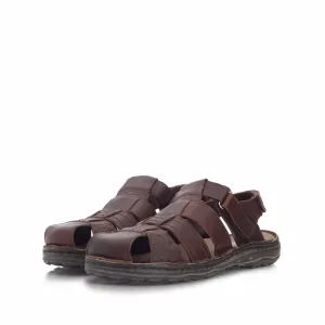 Sandale barbati din piele naturala,Leofex - 141 maro inchis box