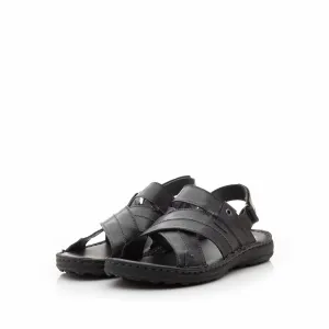 Sandale barbati din piele naturala, Leofex - 799 Negru Box