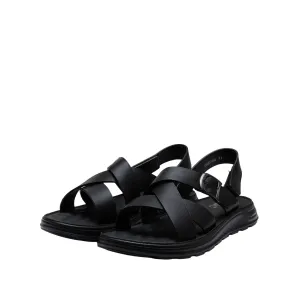 Sandale bărbați din piele naturală, Otter - 9172 Negru Box