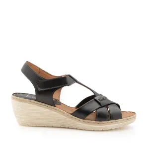 Sandale cu platforma dama din piele naturala Leofex- 214  Negru Box