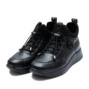 Sneakers damă din piele naturală - 3301 Negru Box Velur