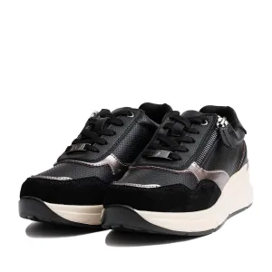Sneakers damă din piele naturală - 3500 Negru Box Velur