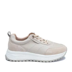 Sneakers damă din piele naturală - 4431 Bej Box