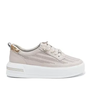 Sneakers damă din piele naturală - 4432 Taupe Deschis Box