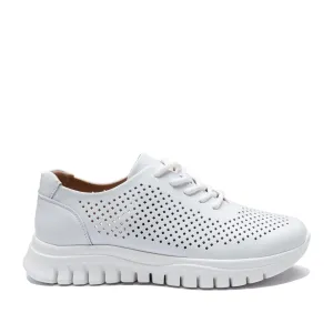 Sneakers damă din piele naturală - 4434 Alb Box Perforat