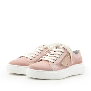 Sneakers dama din piele naturala,Leofex - 309 Roz pudra velur