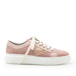 Sneakers dama din piele naturala,Leofex - 309 Roz pudra velur