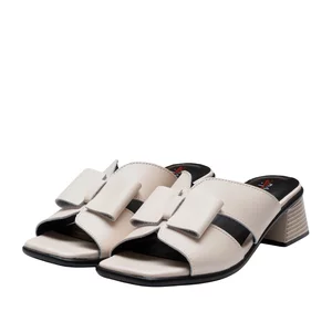Saboți damă din piele naturală, Pass Collection - 4041 Crem Box