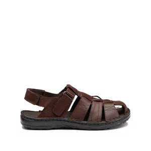 Sandale bărbați din piele naturală, Leofex - 141 Red Wood Box