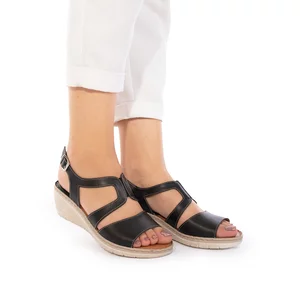 Sandale cu platforma dama din piele naturala Leofex- 232 Negru Box