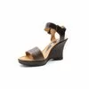 Sandale cu platforma dama din piele naturala, Leofex - 339 maro  + sarpe