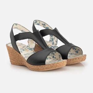 Sandale cu platforma dama din piele naturala  – 495-1 C Negru Box