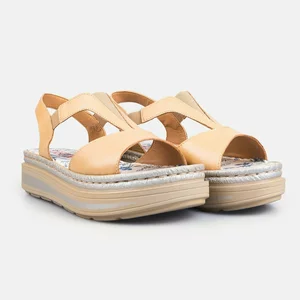Sandale cu talpă groasă damă, din piele naturală - 215 C Camel Box