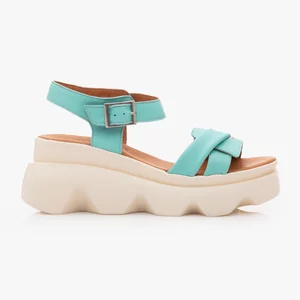 Sandale cu platformă damă din piele naturală - 4205 Turquoise Box