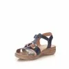 Sandale cu talpa joasă damă,  din piele naturală, Leofex - 161-1 Blue Box Print