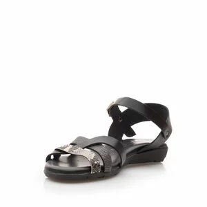 Sandale cu talpa joasada a din piele naturala - 2363 Negru Box