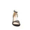 Sandale cu toc dama din piele naturala -1017 negru cu mozaic velur cu dungi aurii