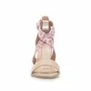 Sandale cu toc dama din piele naturala, Leofex - 139 Crem roz box