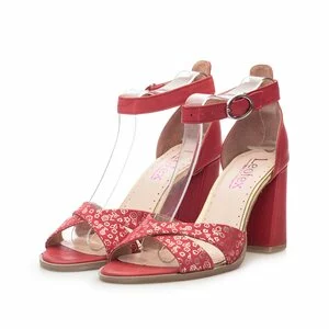 Sandale cu toc dama din piele naturala, Leofex- 148 Roze Box