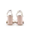 Sandale cu toc damă din piele naturală, Leofex - 222 Roz  Alb Box