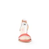 Sandale cu toc damă din piele naturală, Leofex - 227 Roşu Argintiu Box