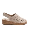 Sandale damă cu platformă, Filippo - 3606 Crem Box Perforat