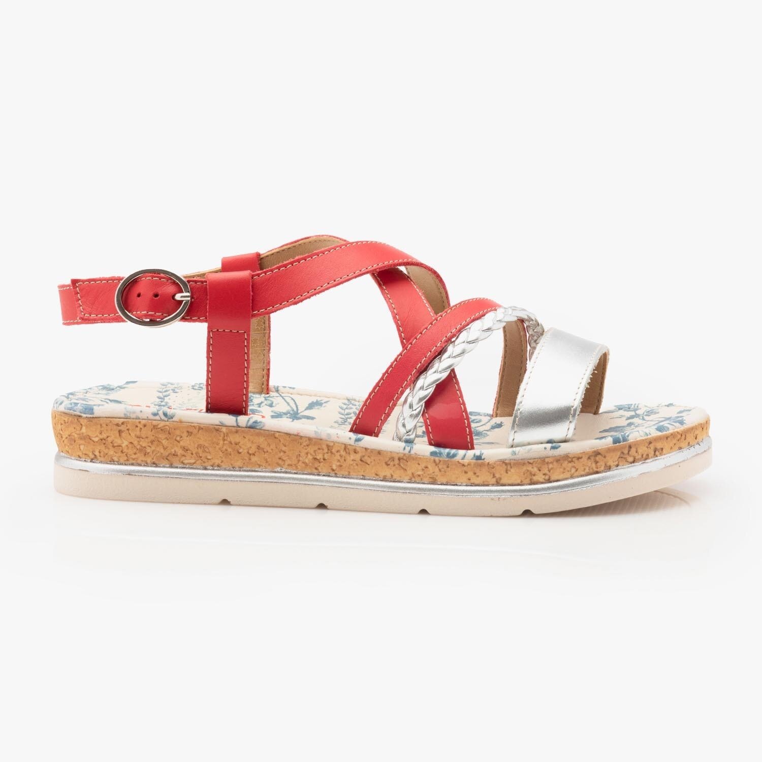 Sandale dama cu talpa joasa din piele naturala - 491 rosu box