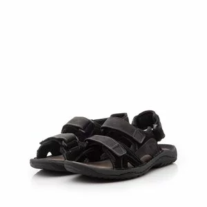 Sandale barbati din piele naturala, Leofex - 633 negru nabuc
