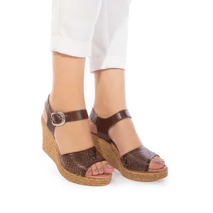 Sandale cu platforma dama din piele naturala, Leofex - 038-2 maro-sarpe
