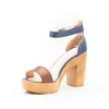 Sandale cu toc damă din piele naturală, Leofex - 039 Blue Maro Box