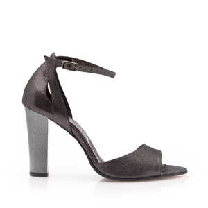 Sandale elegante dama cu toc din piele naturala - 48721 Antracit sclipici box