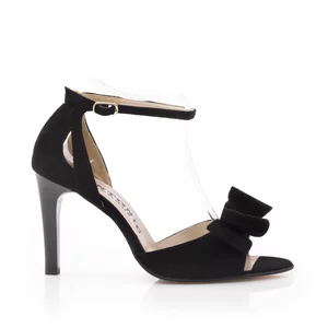 Sandale elegante dama cu toc din piele naturala - 51721 Negru velur