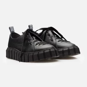 Sneakers damă din piele naturală - 046 Negru Box