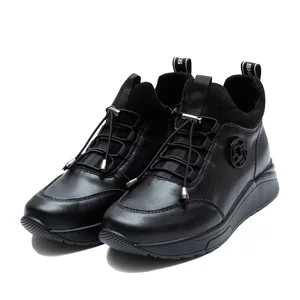 Sneakers damă din piele naturală - 3301 Negru Box Velur