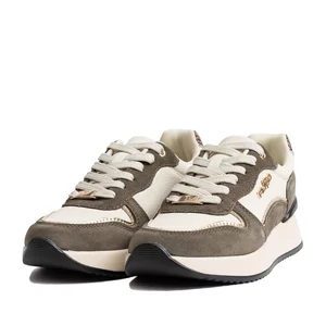 Sneakers damă din piele naturală - 3499 Bej+Gri Box Velur