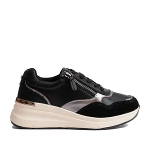 Sneakers damă din piele naturală - 3500 Negru Box Velur