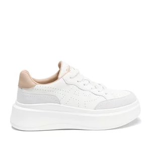 Sneakers damă din piele naturală - 4430 Crem Gri Box Velur