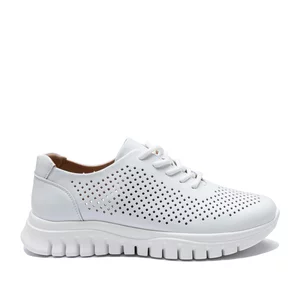 Sneakers damă din piele naturală - 4434 Alb Box Perforat